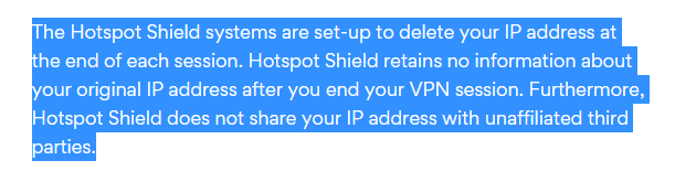 hotspot shield no logging policy