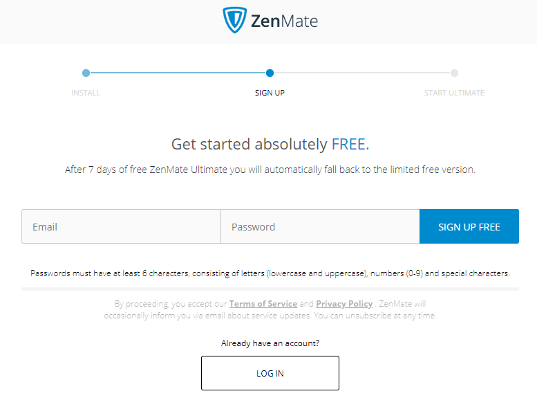 zenmate chrome signup