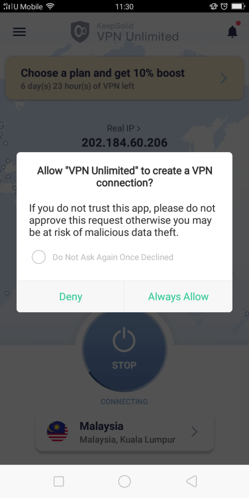 vpn unlimited android connect