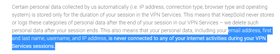 vpnunlimited logs policy